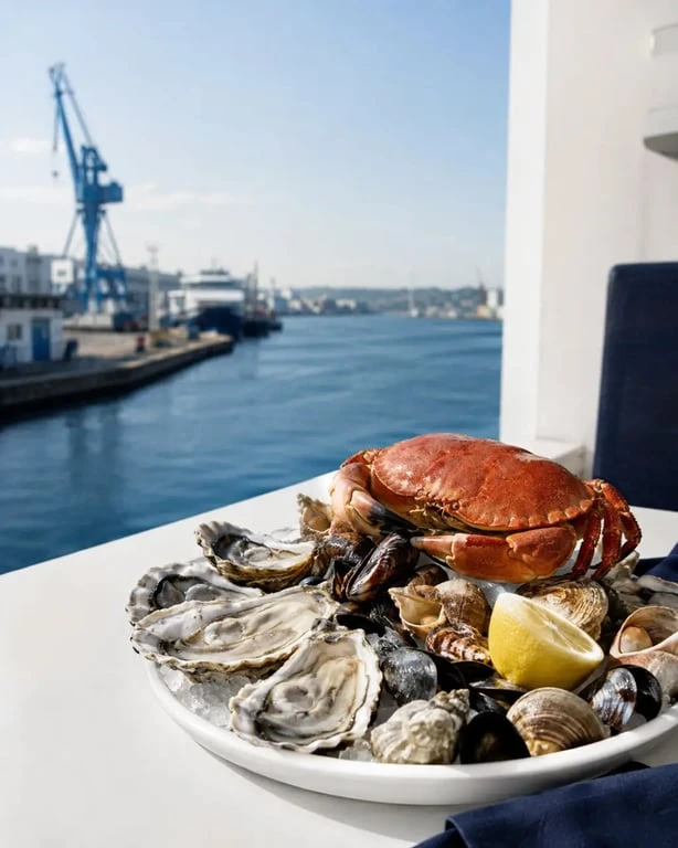 Restaurants fruits de mer Brest avec plateau marin face à la rade