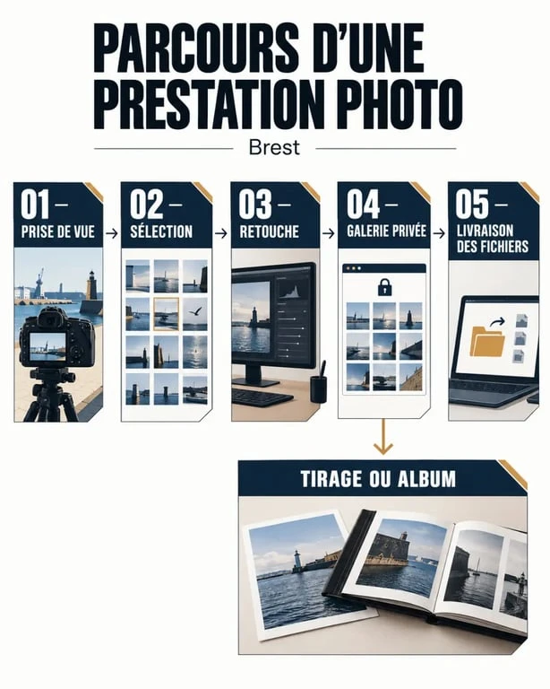 Parcours d'une prestation de photographe Brest, de la séance photo à la livraison et au tirage
