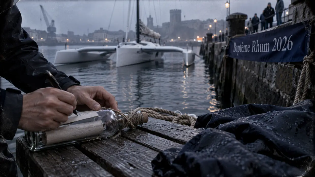 À Brest, Éric Peron baptise son trimaran avant la Route du Rhum 2026