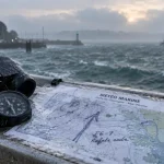 Meteo marine brest : bulletin météo marine sur le ponton au Moulin Blanc, mer d’Iroise agitée