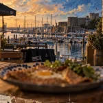 Restaurants marina Brest : vue marina avec voiliers et cidre