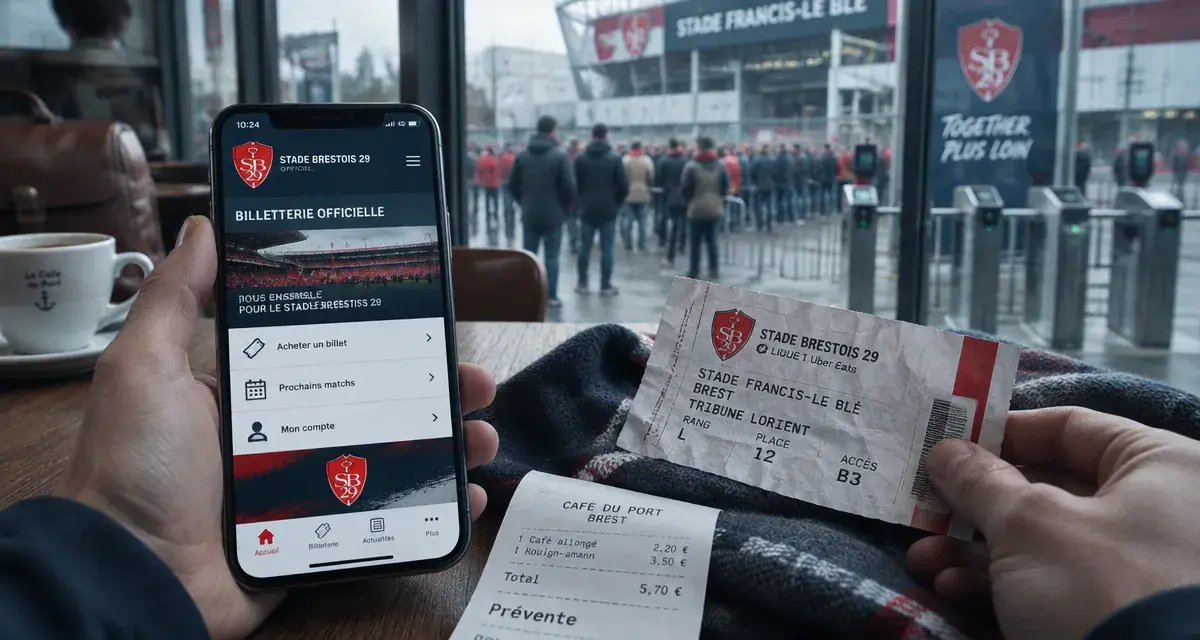sb29 billetterie prévente au stade Francis-Le Blé, billet et smartphone